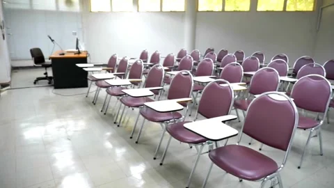 4k, Shot of an empty university background. Empty classroom, no school only Stock Footage 256720509