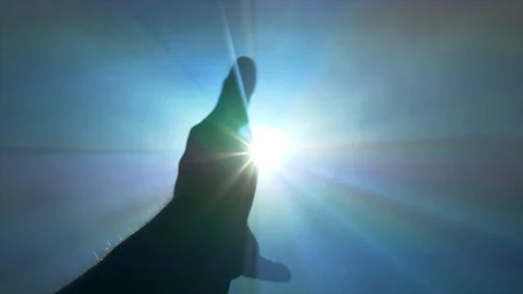 4K Shot Of Hand Reaching Out To Slowly To Touch Beautiful Rays Of Light  Stock Footage 122740197