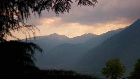 4K shot of Himalayan mountain range during the sunset in monsoon season  Stock Footage 341556958