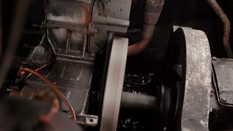 4k shot, old engine in the boat,Is working while sailing Stock Footage 114107514
