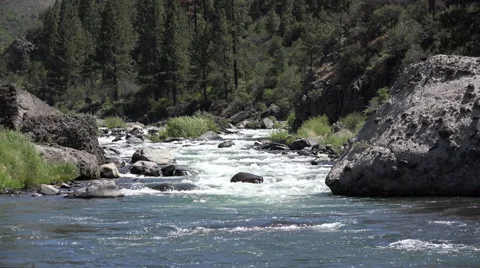4k shot of the Truckee river looking upstream at rapids Stock Footage 42898102
