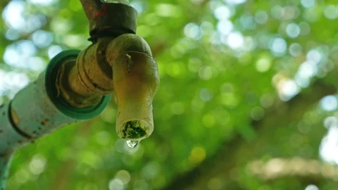 4k shot,Dripping from taps, energy saving ideas, world conservation Stock Footage 90309135