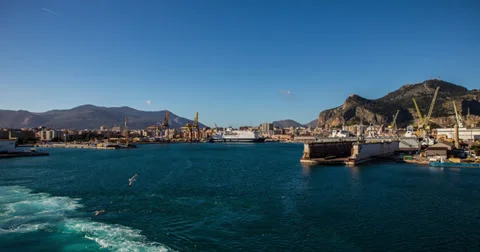 4K Sicily Docks Hyper Lapse Stock Footage 38342435