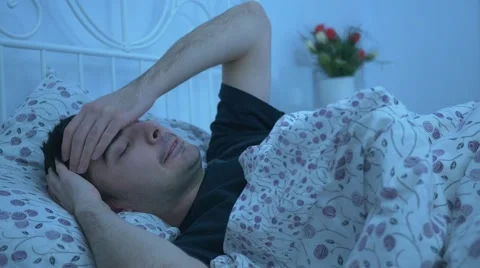 4K Sick In Bed Headake Night 스톡 동영상 49221812