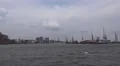 4k Sightseeing boat trip round the Hamburg harbour with cityscape HD Footage