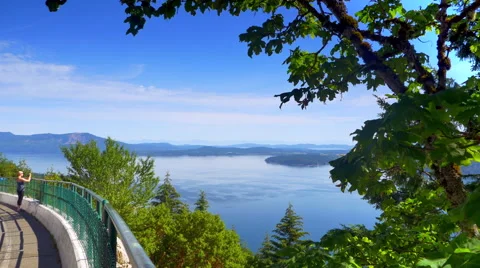 4K Sightseeing Vantage Point over Islands, Pacific Northwest Stock Footage 64785366