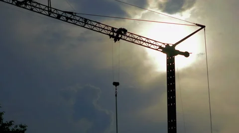 4K, Silhouette of a construction crane Stock Footage 53228102