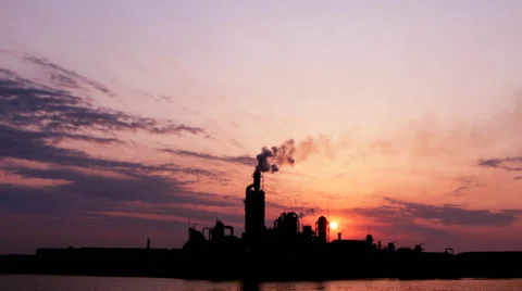 4k. Silhoutte factory Stock Footage 33741840