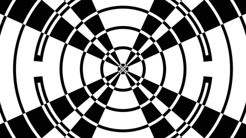 4K Simple Black and White Circular Complex Pattern Optical Background Loop Stock Footage 195766703