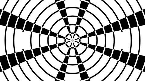 4K Simple Black and White Circular Complex Pattern Optical Background Loop Stock Footage 195766764