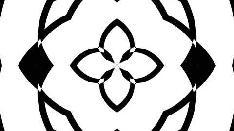4K Simple Black and White Circular Complex Pattern Optical Background Loop Stock Footage 195767535