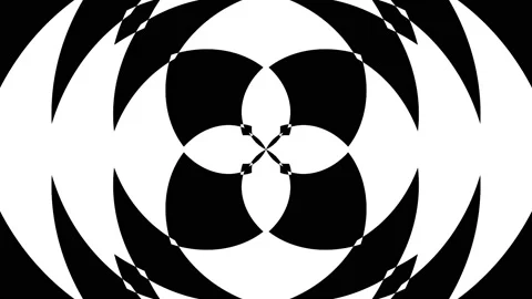 4K Simple Black and White Circular Complex Pattern Optical Background Loop Stock Footage 195768750