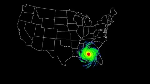 4K SIMPLE HUGE HURRICANE DOPPLER RADAR HYPER CANE ANIMATION Stock Footage 84709080