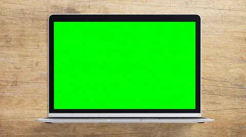 4K - Simple laptop macbook front view green screen Stock Footage 62279081