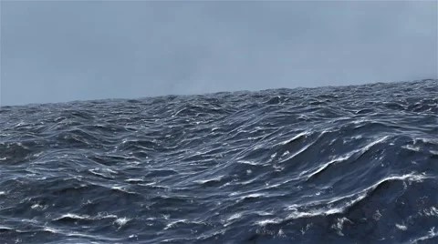 4K Simulation of Floating in Stormy Ocean Cinematic 3D Animation Stock Footage