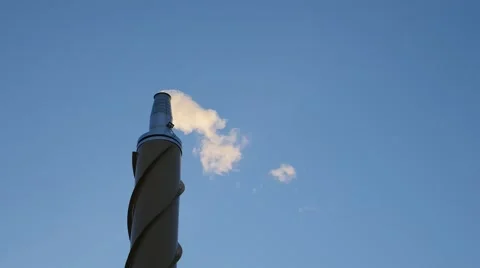 4K - Single chimney pollution Stock Footage 42308559