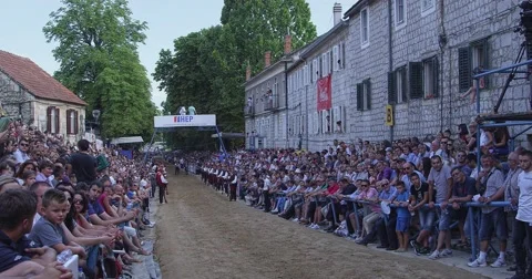 4K Sinj, Alka racecourse Stock Footage 45975888