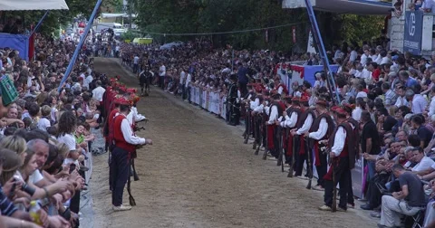 4K Sinj, Alka racecourse Stock Footage 45976021