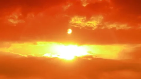 4K Sky Time lapse orange golden sky with clouds and sun, Clouds At Sunrise Stock-Footage 174682916