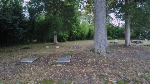 4K-Slow Drift Over Old Vintage Country Grave Markers Stock Footage 97902730