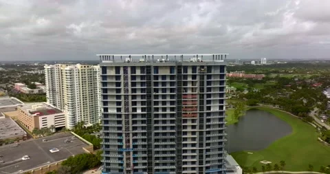4k slow motion aerial video Slate Hallandale Beach construction site Stock Footage 165024853