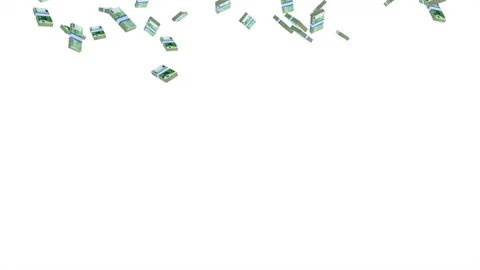 4K Slow Motion Animation of Heap of Stack of Euro Bills Falling Stock Footage 102039816
