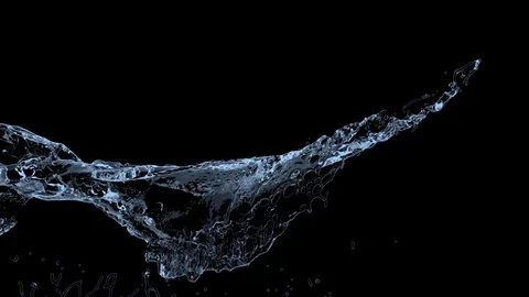 4k slow motion blue vortex water flow with a splashes isolated with alpha matte Stock Footage 101843050