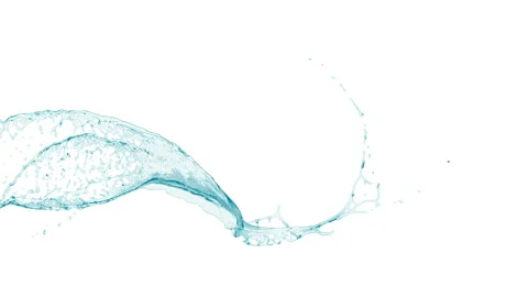 4k slow motion blue water splash isolated on a white background with alpha matte Stock Footage