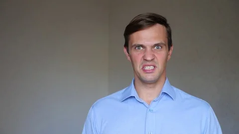 4k. Slow motion. Close up portrait of a young man. body language and gestures Stock Footage 81193572