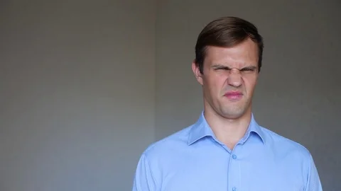 4k. Slow motion. Close up portrait of a young man. body language and gestures Stock Footage 81194189