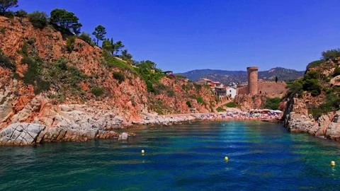 4k Slow Motion Drone Shot of Tossa de Mar Video stock 250893979