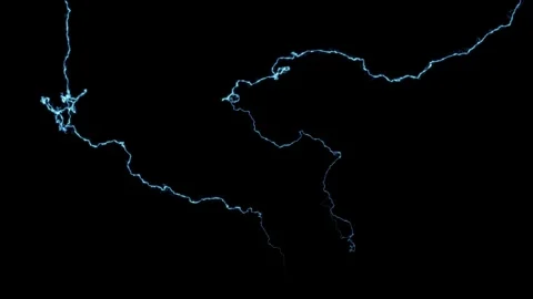 4K Slow Motion Electric Lightning Arc Atmospheric Layer on Black Screen Stock Footage 340596384