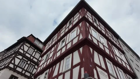4K Slow Motion Glide Past Fulda Half-Timbered Houses Video stock 333919946