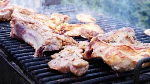 4K Slow motion. Grilling Vegetables Stock-Footage 77637034