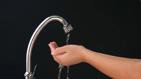 4k slow motion hand take little water Stock Footage 126817159
