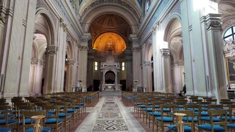 4K Slow Motion Interior View Of Baroque And Medieval Rome Basilica Stock Footage 331541339