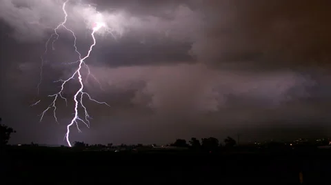 4K--Slow Motion Lightning bolt blast strike Stock Footage