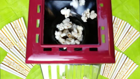 4K slow motion Macro shot Pop Corn in a maker machine Stock Footage 135312115