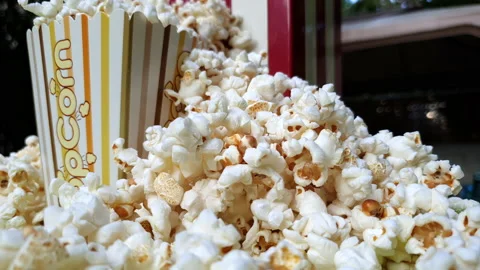 4K slow motion Macro shot Pop Corn maker machine Stock Footage 135312847