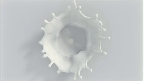 4k Slow-motion milk dropping and splashing forming a beautiful crown splash Stock Footage 109625023