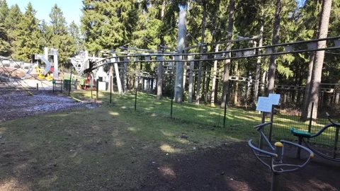 4K Slow Motion Of Mountain Adventure Park And Sports Area Video stock 333917447