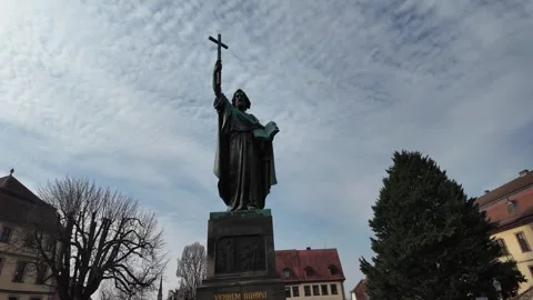 4K Slow Motion Orbit Of Saint Boniface Monument Fulda Stock-Footage 333919651