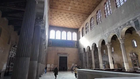 4K Slow Motion Perspective Of Ancient Columns Santa Sabina Rome Stock Footage 331541210