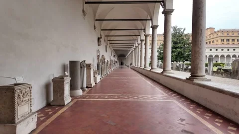 4K Slow Motion Perspective Of Ancient Roman Baths Of Caracalla Stock Footage 332873341