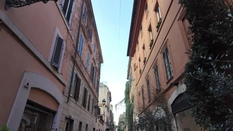 4K Slow Motion Perspective Of Hidden Roman Alleyway Stock Footage 332274994