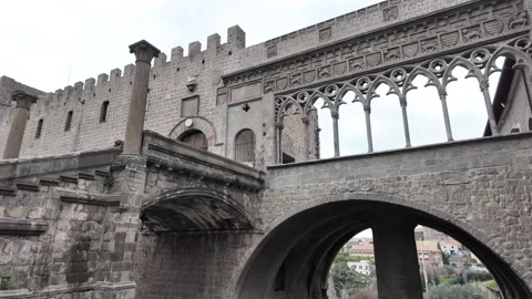 4K Slow Motion Perspective Of Medieval Papal Palace Viterbo 스톡 동영상 332871205