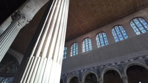 4K Slow Motion Perspective Of Santa Sabina Basilica Interior Rome Video stock 331541132