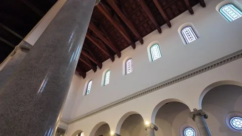 4K Slow Motion Perspective View Of Sant Anselmo Monastery Interior 動画素材 331541436