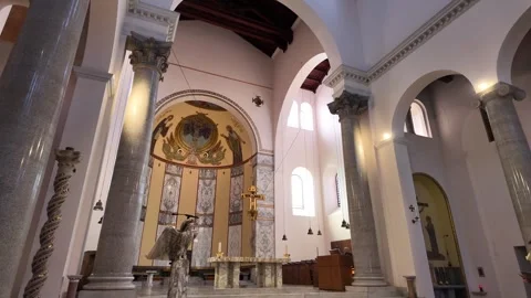 4K Slow Motion Perspective View Of Golden Byzantine Altar Rome Stock Footage 331541442