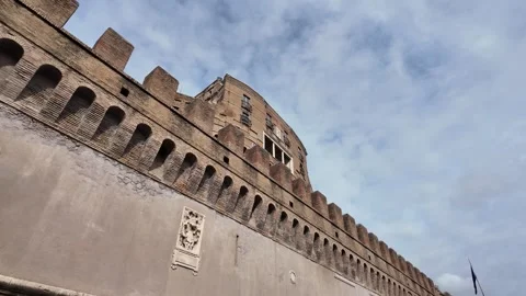 4K Slow Motion Perspective View Of Roman Fortress Castel Sant Angelo Stock Footage 331541535